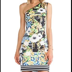 Clover Canyon Greek Tiles Neoprene One Shoulder Dress in Multi medium